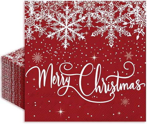 Amazon Jarthenaamcs Pcs Christmas Paper Napkins Red Marry