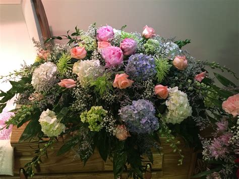 Casket Spray Of Hydrangea Peony And Roses Casket Flowers Casket