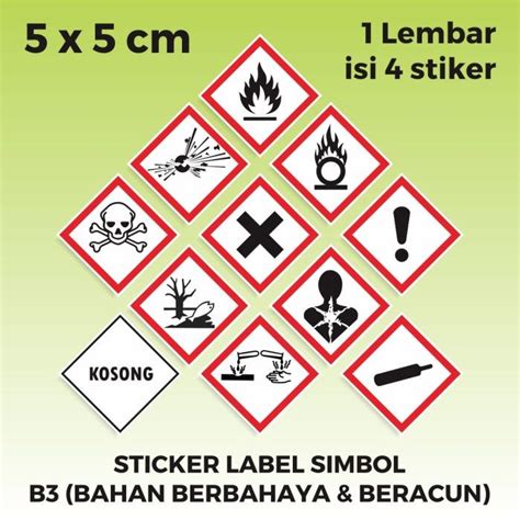 Stiker Label Simbol B3 Sticker Bahan Berbahaya Dan Beracun 5 X 5 Cm 4 Pcs Lazada Indonesia