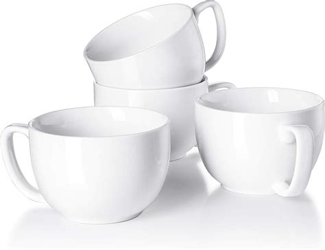 Teocera Juego de tazas de café jumbo de porcelana blanca de 4 a 16