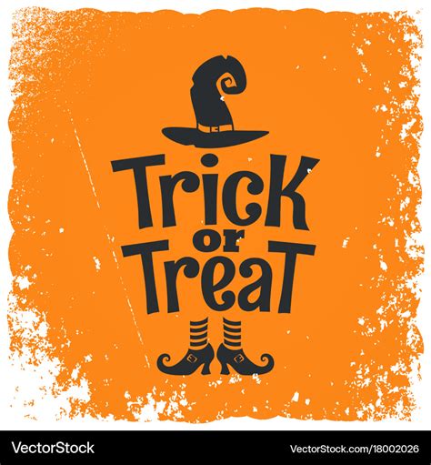 Trick Or Treat Halloween Witch Lettering Vector Image