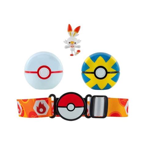 Ceinture Pokémon Clip N Go avec 2 Poké Balls et figurine Scorbunny