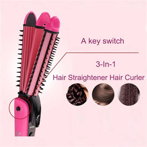 3 in 1 Hair Straightener Hair Curler Tourmaline Ceramic Straightening ...