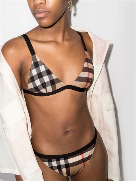 Burberry Neutral Vintage Check Triangle Bikini Browns