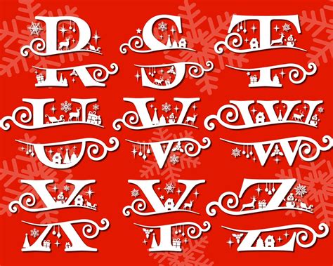 Christmas Split Alphabet Svg Christmas Monogram Svg Christmas Svg Cut