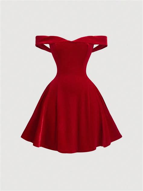 1 Pieza Vestido Corto De Estilo Palaciego Retro De Hombros Descubiertos