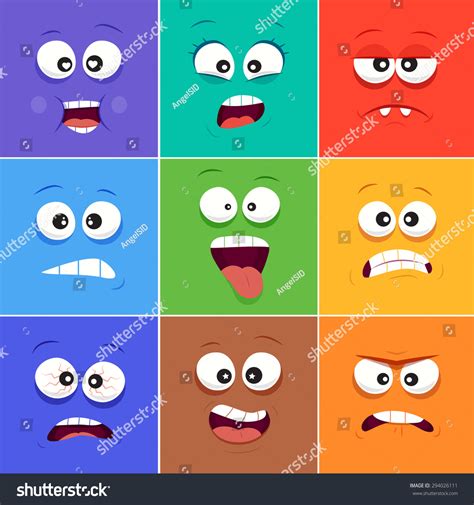 Cartoon Faces Emotions V10 Stock Vector (Royalty Free) 294026111 ...