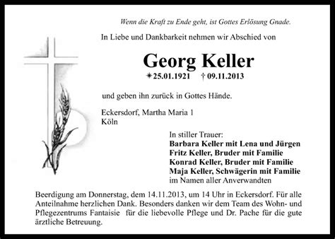 Traueranzeigen Von Georg Keller Nordbayerischer Kurier