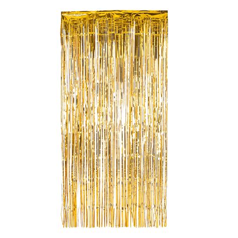 Gold Metallic Tinsel Foil Fringe Backdrop Curtain 6 5 Ft Cv Linens