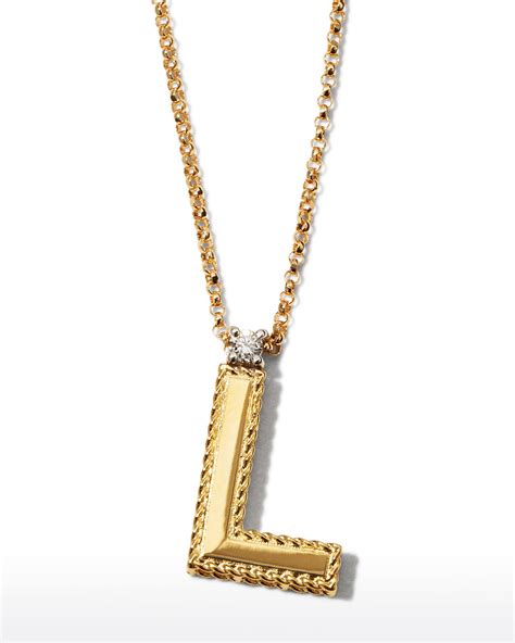 Roberto Coin Princess 18K Yellow Gold Diamond Initial Necklace, L ...