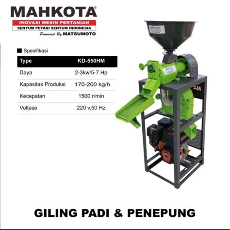 Jual Mesin Giling Padi Dan Penepung Kd Hm Mahkota Serbaguna