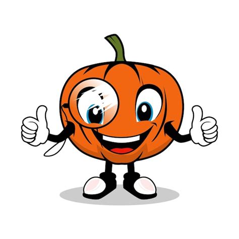 Premium Vector Smiling Pumpkin Cartoon Mascot With Glasses Giving