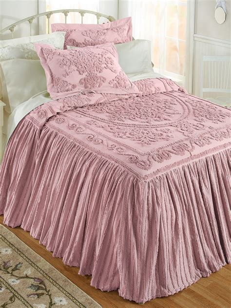 3pc 100 Cotton Drop Ruffle Chenille Bedspread Set … King