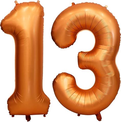 Amazon WEIKA 40 Inch Orange Foil Mylar 13 Number Balloon 13th