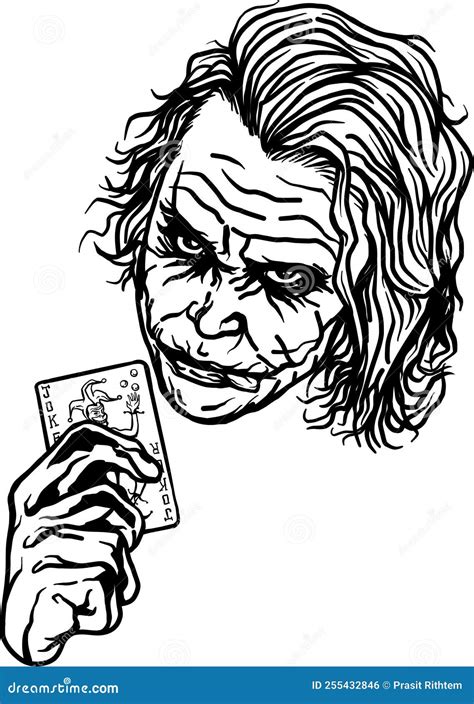 A Clown Joker with Joker Card in His Hand Vectors Art Black and White ...