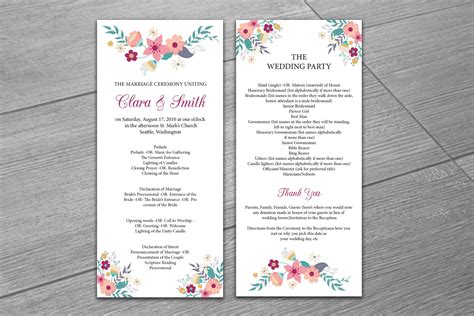 Wedding Program Template | InDesign & MS Word Template (441707) | Card ...