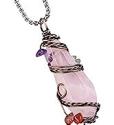 Nupuyai Healing Stone Necklace For Unisex Gemstone Pendant With