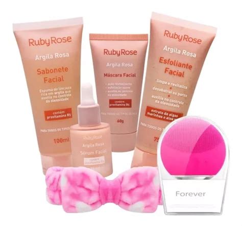 Kit Skin Care Argila Rosa Ruby Rose Esponja El Trica Faixa Mercadolivre