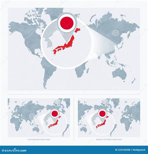 Enlarged Map Of Japan On America Centered World Map. Magnified Map And ...