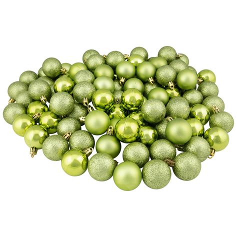 96ct Kiwi Green Shatterproof 4 Finish Christmas Ball Ornaments 15 40mm Christmas Central