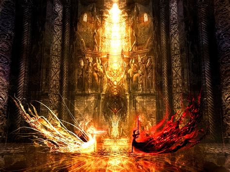 Sunlight Fantasy Art Reflection Fire Sword Fighting Yin And Yang