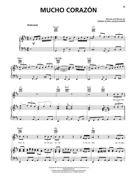 Mucho Corazon By Luis Miguel Sheet Music For Piano Vocal And Guitar