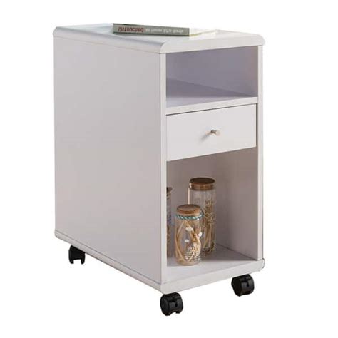 Benjara 20 In White And Gold Rectangle Wood End Side Table With Metal