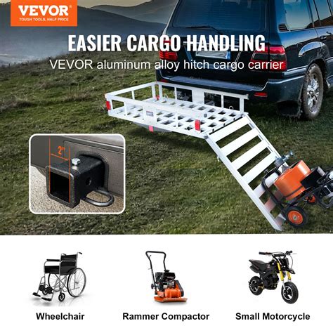 Vevor Vevor 47 X 28 X 6in Hitch Cargo Carrier 500lb Capacity Trailer Hitch Mount Aluminum Cargo