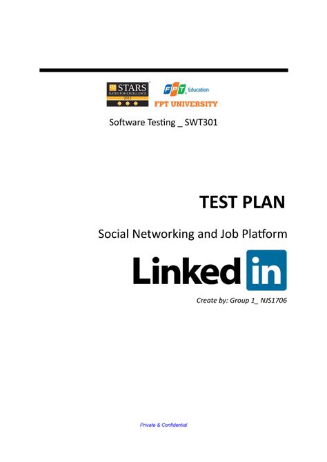 Test Plan Linked In Software Testing SWT TEST PLAN Social