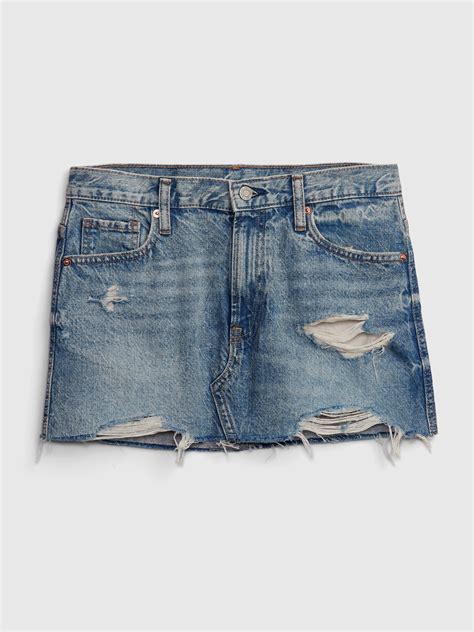 Project Gap Low Rise Denim Mini Skirt With Washwell Gap