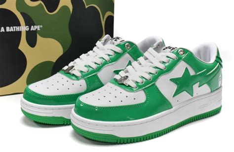 Купить A Bathing Ape Bape Sta Patent Leather Green White по дисконт цене в Москве