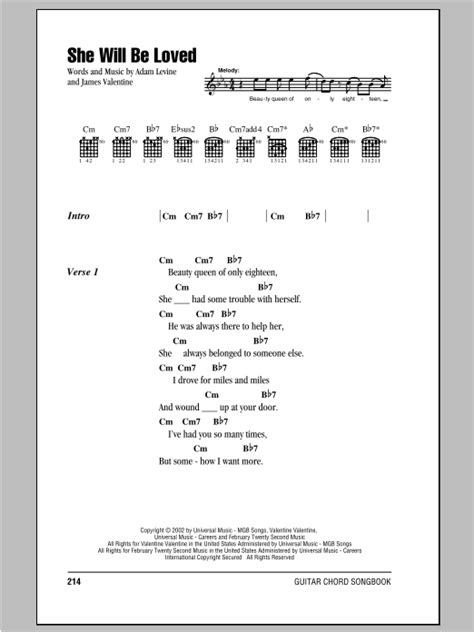 She Will Be Loved By Maroon Sheet Music For Guitar Chords Lyrics At