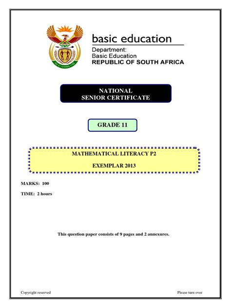 Mathematical Literacy P2 Grade 11 Exemplar 2013 Eng Pdf Area Volume