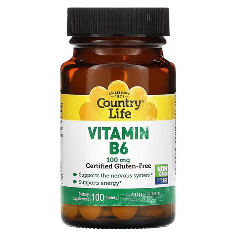 Country Life Vitamin B6 100 Mg 100 Tablets