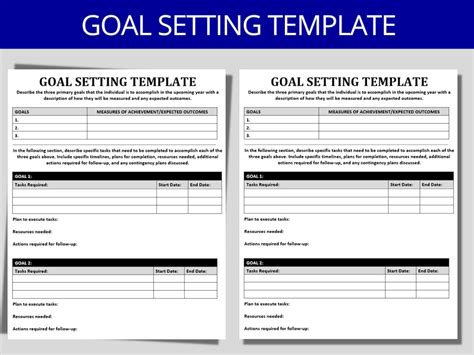 Goal Setting Worksheet Employee Performance Document Performance Review