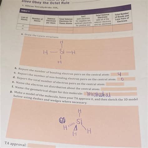 Solved Does Obey The Octet Rule 1 Silicon Tetrahydride