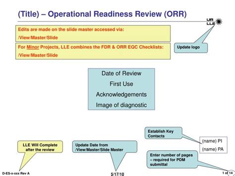 Ppt Title Operational Readiness Review Orr Powerpoint