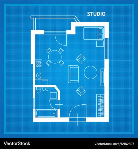 Apartment floor plan studio blueprint Royalty Free Vector