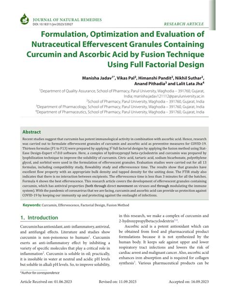 Pdf Formulation Optimization And Evaluation Of Nutraceutical