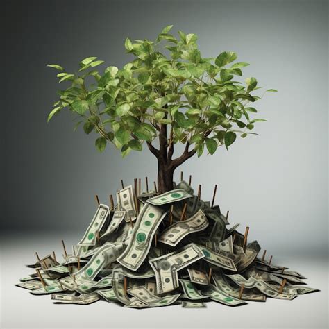 Premium AI Image A Tree With Banknotes Growing Out Global Warming And