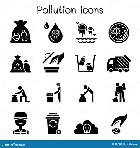 Pollution Icon Set Vector Illustration Graphic Design Stock Vector