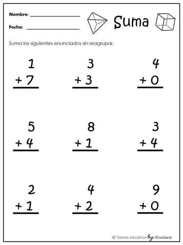 Suma vertical y horizontal Parte 1 by Tesoros Educativos | TPT