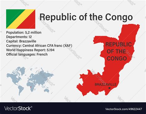 Highly detailed republic of the congo map Vector Image