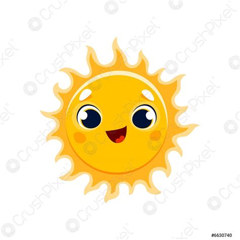 Cartoon Happy Sun Character Positive Emoticon Stock Vector 6630740 Crushpixel