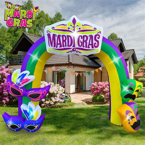 9 FT Mardi Gras Inflatable Arch with Mask Decoration Blow Up Mardi Gra ...