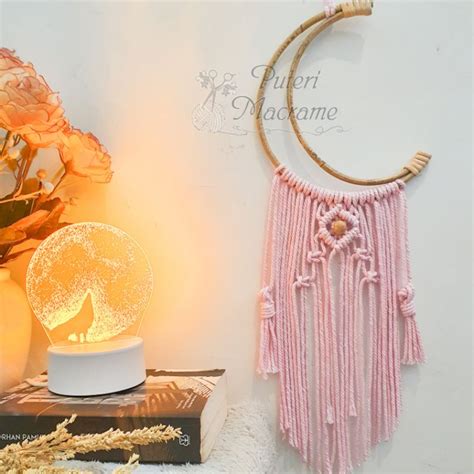 Jual Hiasan Dinding Macrame Dream Catcher Bulan Sabit Aesthetic Kode 3