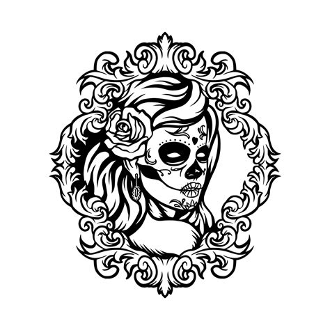 Lady Sugar Skull Drawings