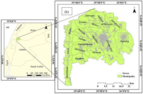 A Location Map Of The Irbid Governorate In Jordan And B