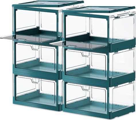 Prandom Stackable Clear Storage Bins With Lids Qt Plastic Foldable