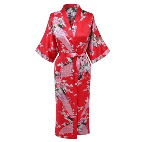 Red Plus Size Xxxl Chinese Women Satin Robe Gown Japanese Geisha Yukata